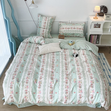 2024新款13070跑量款全棉四件套--小清新系列 爱丽丝兔