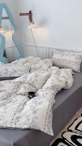 91家纺网 家纺一手货源 找家纺 2024新款13070跑量款全棉四件套--花卉系列 木槿花语