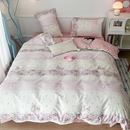 91家纺网 家纺一手货源 找家纺 （总）2024新款13070跑量款全棉四件套--小清新系列