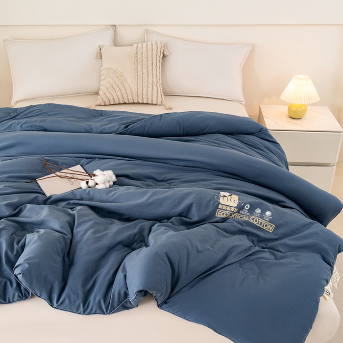 91家纺网 家纺一手货源 找家纺 好宜家纺 2025新款水洗棉新疆棉花被芯拉链款二合一子母被冬被春秋被夏被学生宿舍被褥 单被子-靛蓝色