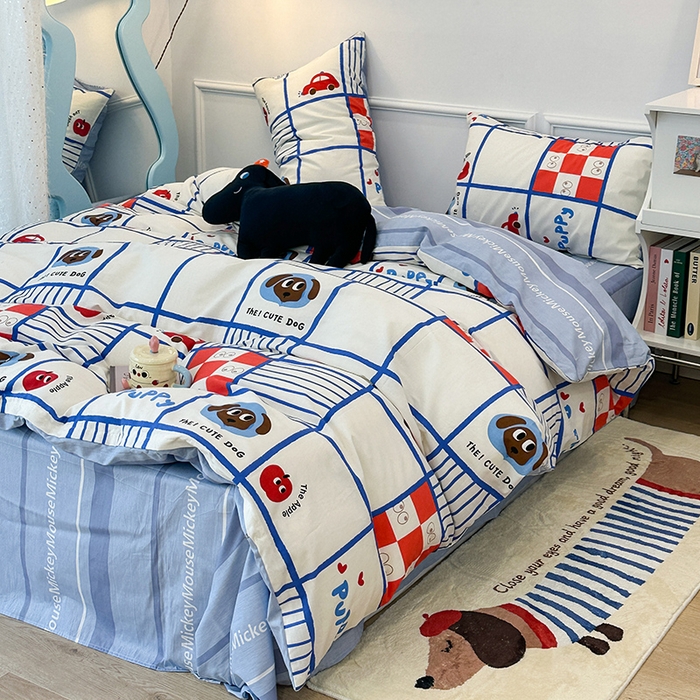 91家纺网 家纺一手货源 找家纺 2024新款13070跑量款全棉四件套--卡通系列 汽车总动员