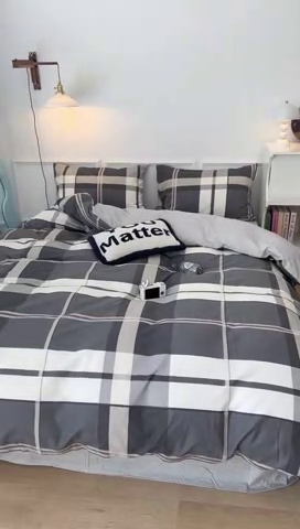 91家纺网 家纺一手货源 找家纺 2024新款13070跑量款全棉四件套--北欧系列 挪威灰格