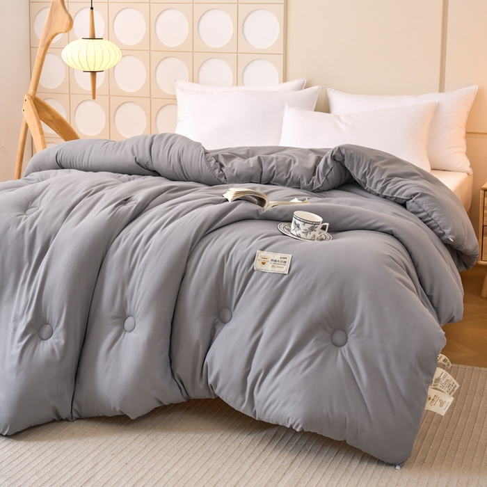 91家纺网 家纺一手货源 找家纺 梦恬佳 2024新款A类原棉亲肤棉大豆被夏被春秋被冬被 浅灰