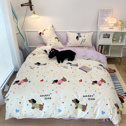 2024新款13070跑量款全棉四件套--卡通系列 点点毛衣狗