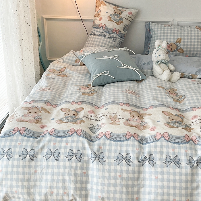 91家纺网 家纺一手货源 找家纺 2024新款13070跑量款全棉四件套--洛丽塔系列 梦境芭蕾兔