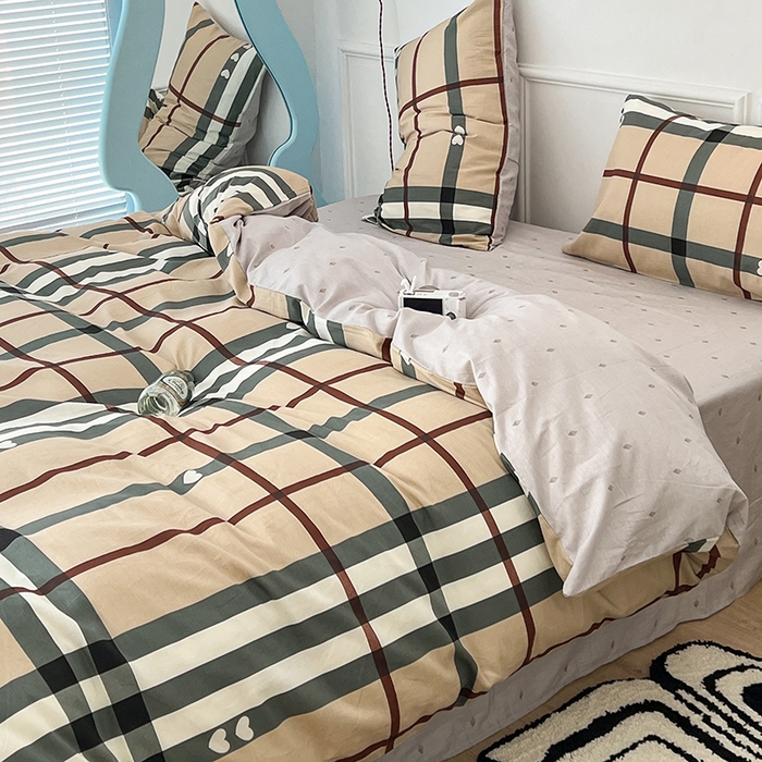 91家纺网 家纺一手货源 找家纺 2024新款13070跑量款全棉四件套--北欧系列 英伦格纹