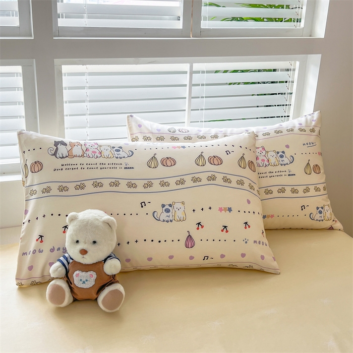 91家纺网 家纺一手货源 找家纺 红馆 2025年全棉12868印花系列四件套南瓜小猫