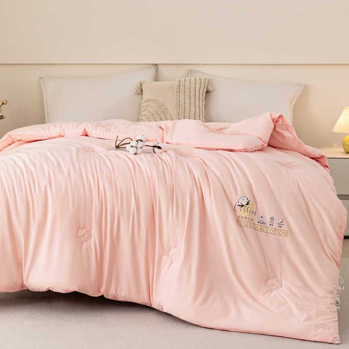 91家纺网 家纺一手货源 找家纺 好宜家纺 2025新款水洗棉新疆棉花被芯拉链款二合一子母被冬被春秋被夏被学生宿舍被褥 单被子-粉玉色