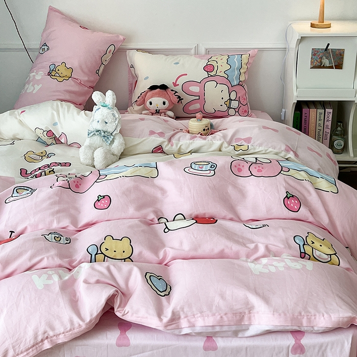 91家纺网 家纺一手货源 找家纺 2024新款13070跑量款全棉四件套--卡通系列 蛋糕樱桃兔