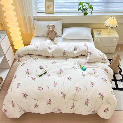 91家纺网 家纺一手货源 找家纺 暖生活 2024新款婴儿级牛奶针织棉大豆四季被冬被春秋被被子被芯 胖大海星