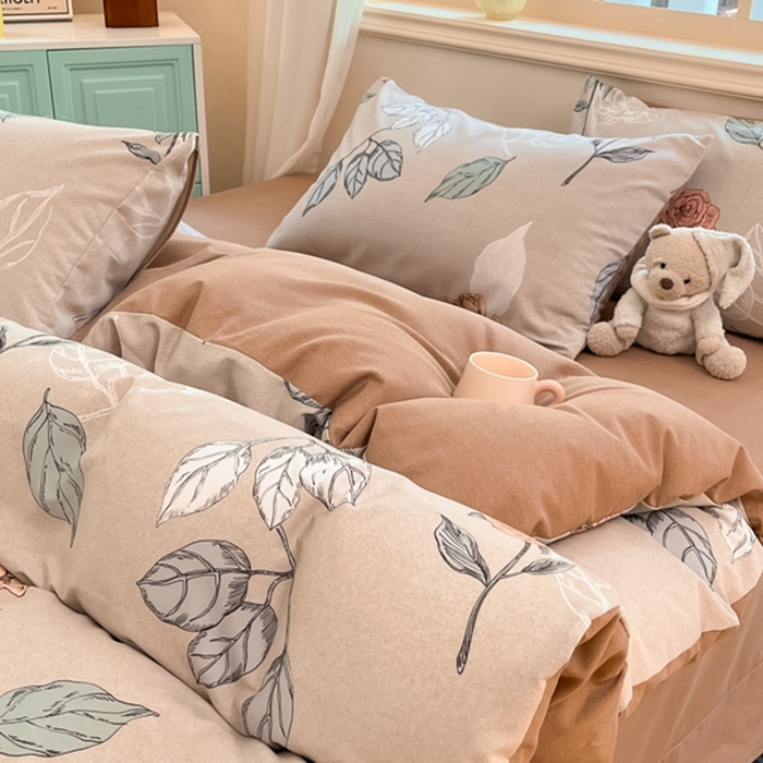 91家纺网 家纺一手货源 找家纺 莱米家纺 2024新款全棉加厚磨毛印花四件套 花韵清香