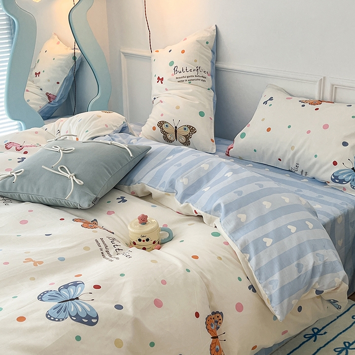 91家纺网 家纺一手货源 找家纺 （总）2024新款13070跑量款全棉四件套--小清新系列