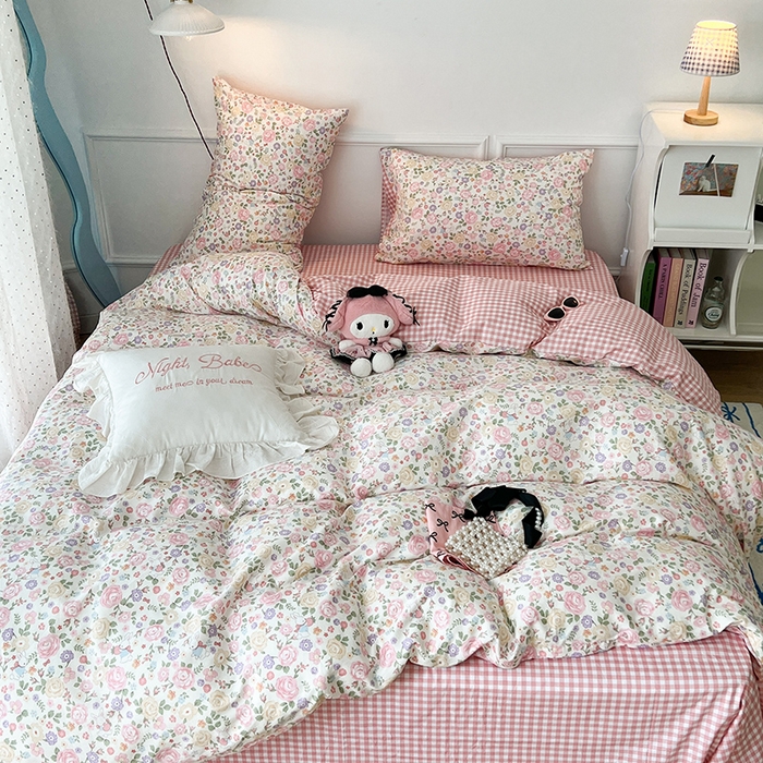 91家纺网 家纺一手货源 找家纺 2024新款13070跑量款全棉四件套--小清新系列 秘境花园兔