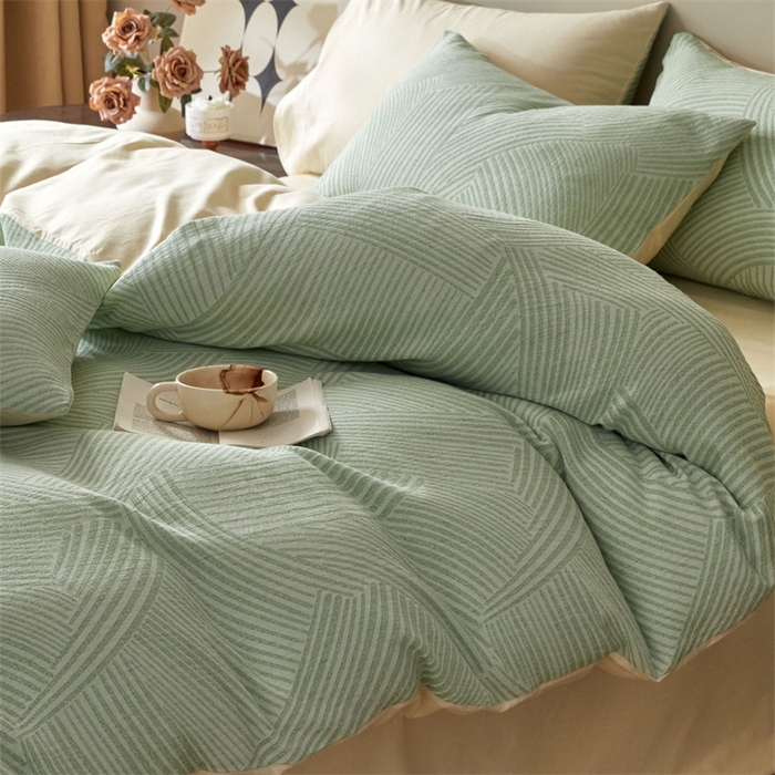 91家纺网 家纺一手货源 找家纺 慕色家纺 2024新款A类全棉色织提花四件套系列 印象风范-古铜灰