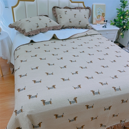 91家纺网 家纺一手货源 找家纺 （总）暖居 2024新款A类双层纱全棉床盖三件套防滑不跑床绗缝加厚纯棉床单