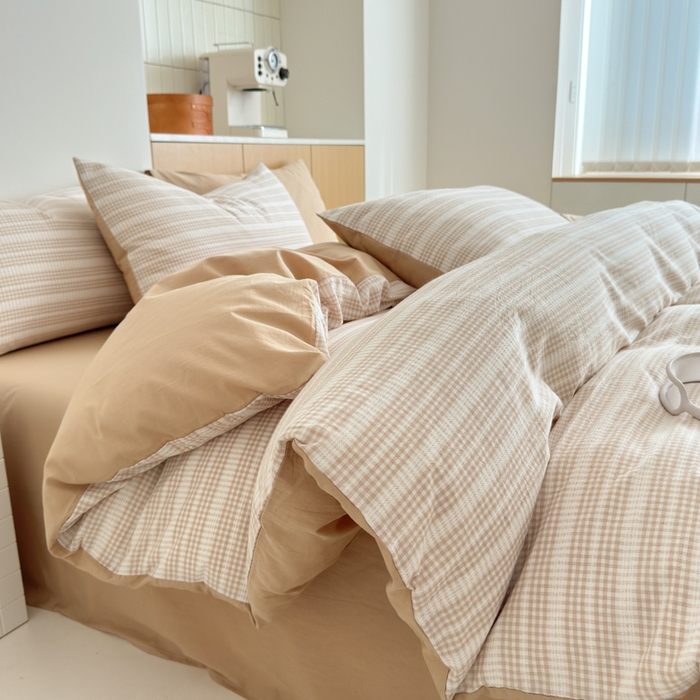 91家纺网 家纺一手货源 找家纺 优彩 2025新款A类全棉色织提花水洗棉四件套-薇拉 薇拉米