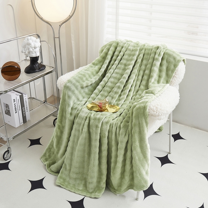 91家纺网 家纺一手货源 找家纺 肖恩毯业 2025新款小泡泡兔毛毯--布兰卡系列 布兰卡-抹茶绿