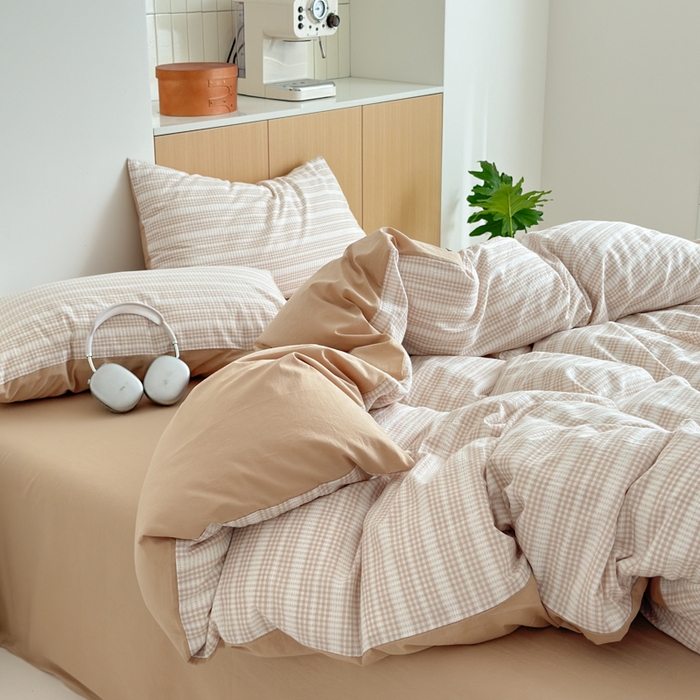 91家纺网 家纺一手货源 找家纺 优彩 2025新款A类全棉色织提花水洗棉四件套-薇拉 薇拉米