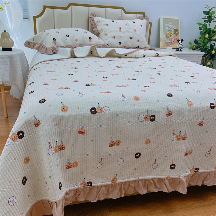 91家纺网 家纺一手货源 找家纺 （总）暖居 2024新款A类双层纱全棉床盖三件套防滑不跑床绗缝加厚纯棉床单