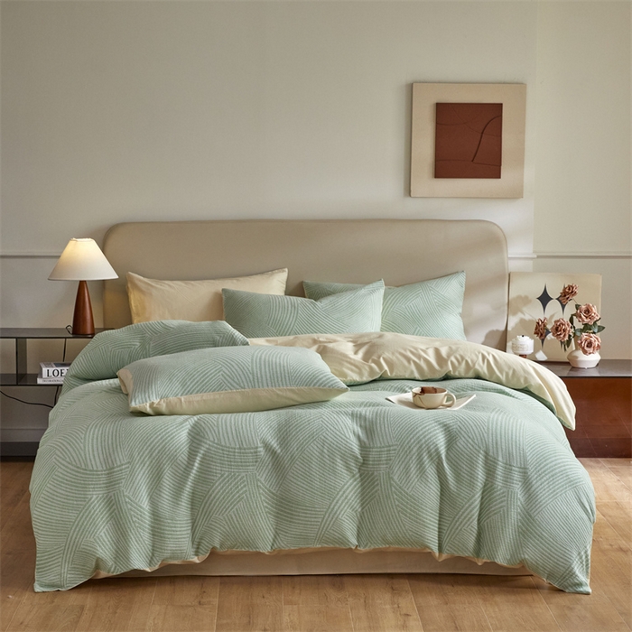 91家纺网 家纺一手货源 找家纺 慕色家纺 2024新款A类全棉色织提花四件套系列 印象风范-古铜灰