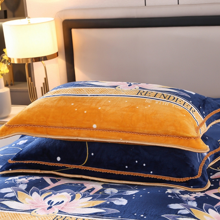 91家纺网 家纺一手货源 找家纺 望淮 2025新款230g印花金貂绒牛奶绒四件套 梦幻小鹿