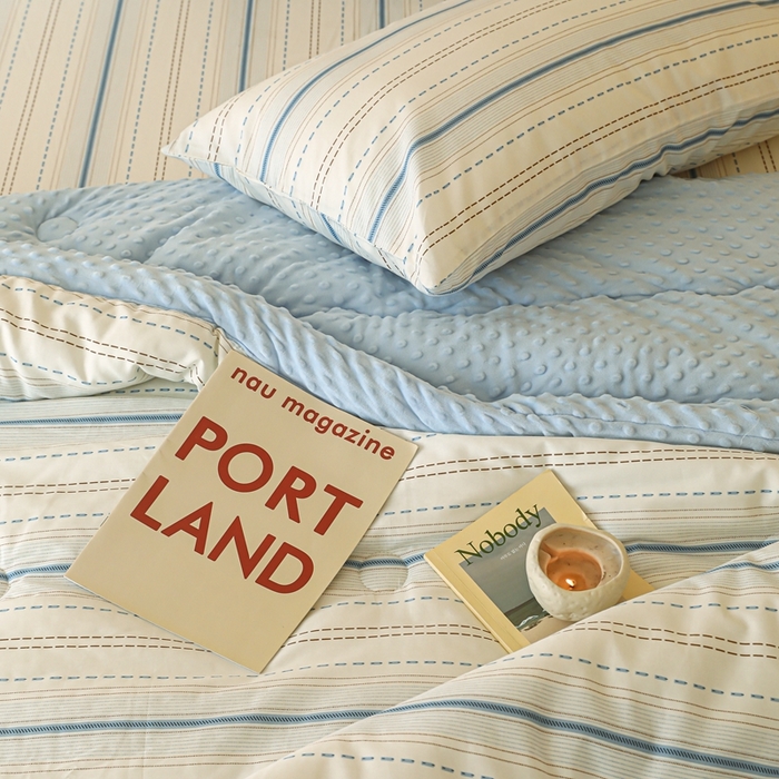 91家纺网 家纺一手货源 找家纺 星期八 2024新款复古碎花全棉豆豆被 海盐