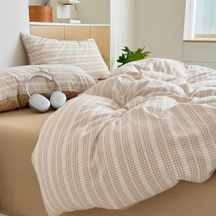 91家纺网 家纺一手货源 找家纺 优彩 2025新款A类全棉色织提花水洗棉四件套-薇拉 薇拉米