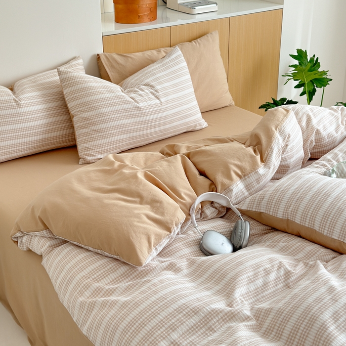 91家纺网 家纺一手货源 找家纺 优彩 2025新款A类全棉色织提花水洗棉四件套-薇拉 薇拉米