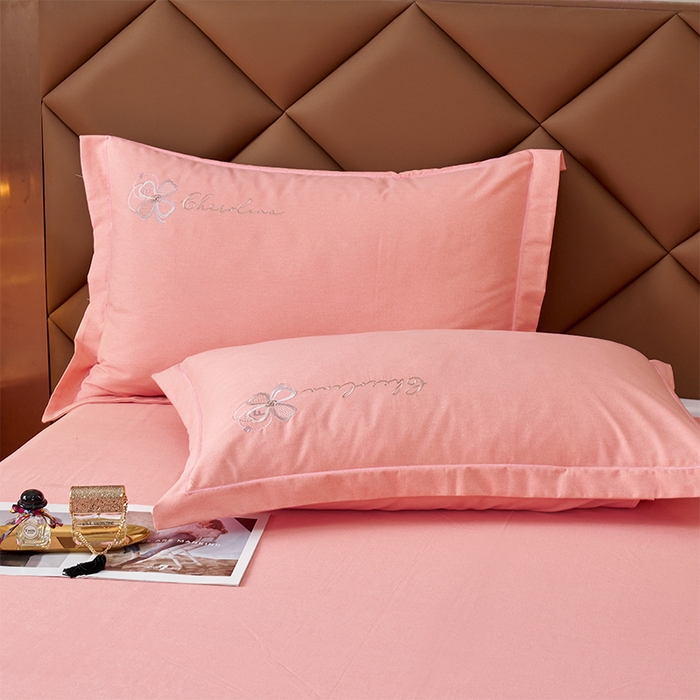 91家纺网 家纺一手货源 找家纺 U品汇 2024新品生态加厚长绒棉纯棉绣花全棉磨毛刺绣四件套直播 花季奇缘-樱花粉