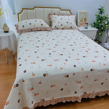 91家纺网 家纺一手货源 找家纺 （总）暖居 2024新款A类双层纱全棉床盖三件套防滑不跑床绗缝加厚纯棉床单