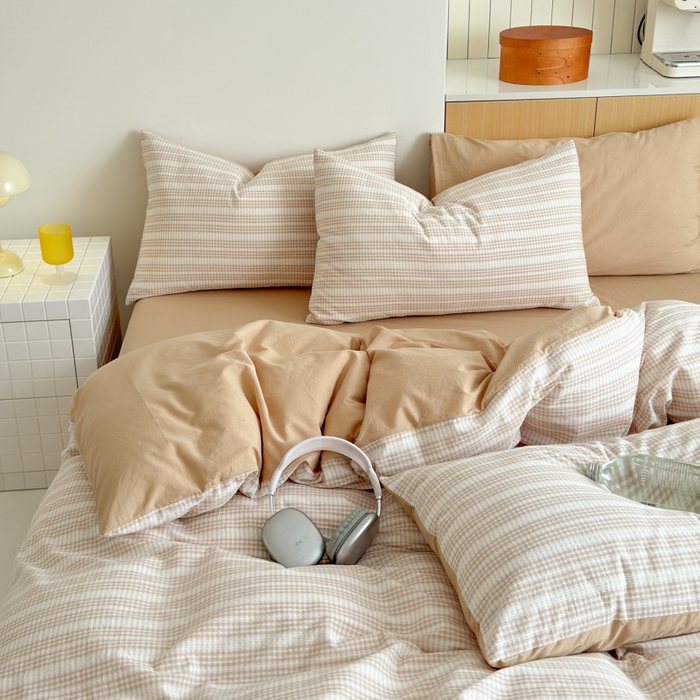 91家纺网 家纺一手货源 找家纺 优彩 2025新款A类全棉色织提花水洗棉四件套-薇拉 薇拉米