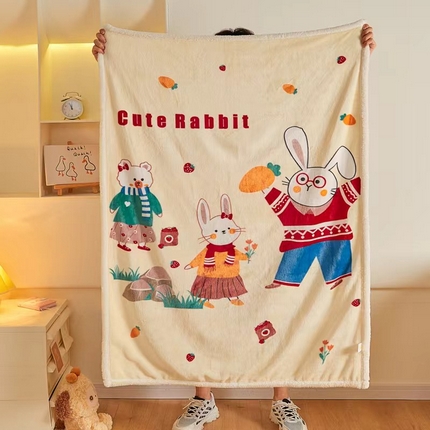 91家纺网 家纺一手货源 找家纺 （总）茗婷家纺 2025款羊羔绒双层加厚保暖儿童毛毯云毯供外贸跨境亚马逊TRMU