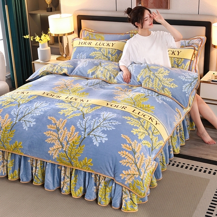 91家纺网 家纺一手货源 找家纺 （总）望淮 2025新款230g印花金貂绒牛奶绒四件套