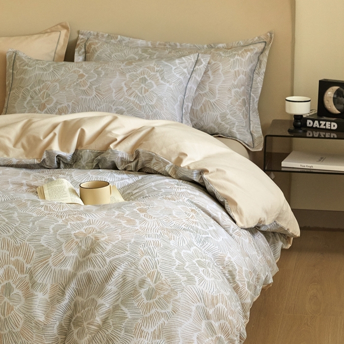 91家纺网 家纺一手货源 找家纺 格里芬家纺 2025新款简约系列全棉加厚磨毛纯棉生态磨毛四件套 繁花