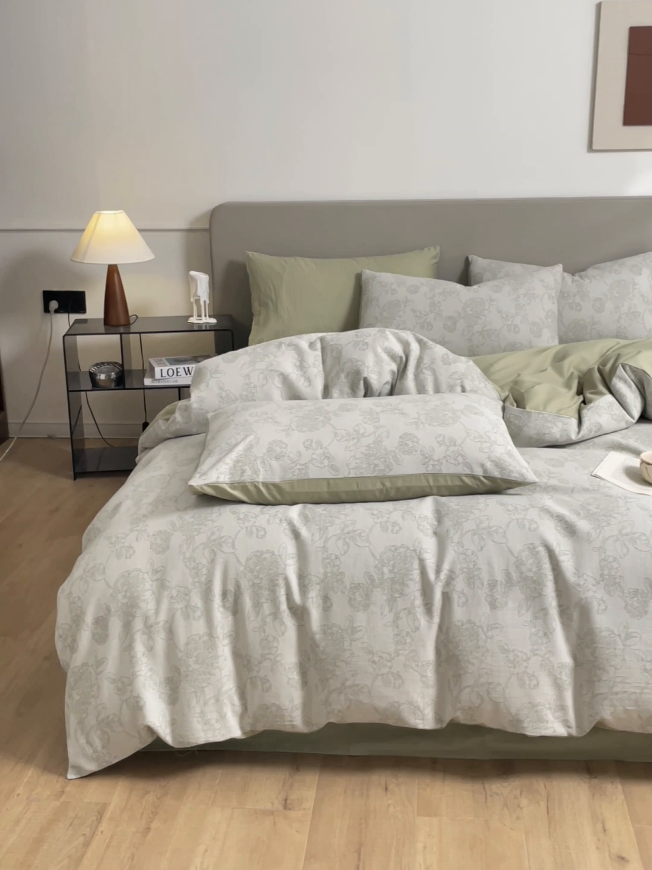 91家纺网 家纺一手货源 找家纺 慕色家纺 2024新款A类全棉色织提花四件套系列 盛芙-木果绿