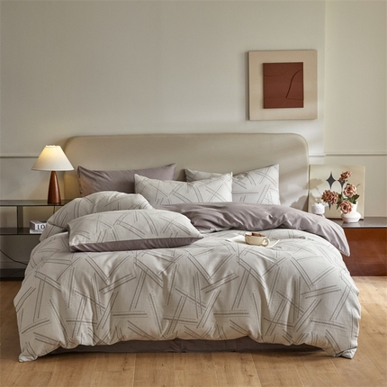 慕色家纺 2024新款A类全棉色织提花四件套系列 静谧-古铜灰