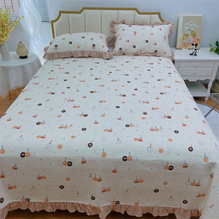 91家纺网 家纺一手货源 找家纺 （总）暖居 2024新款A类双层纱全棉床盖三件套防滑不跑床绗缝加厚纯棉床单