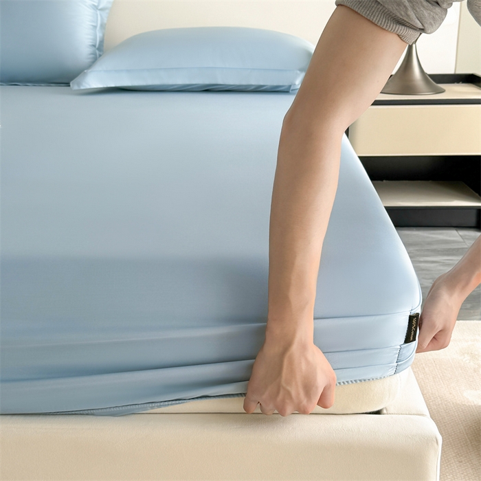 91家纺网 家纺一手货源 找家纺 慕色家纺 2024新款纯色13376全棉床笠系列 全棉床笠-海青