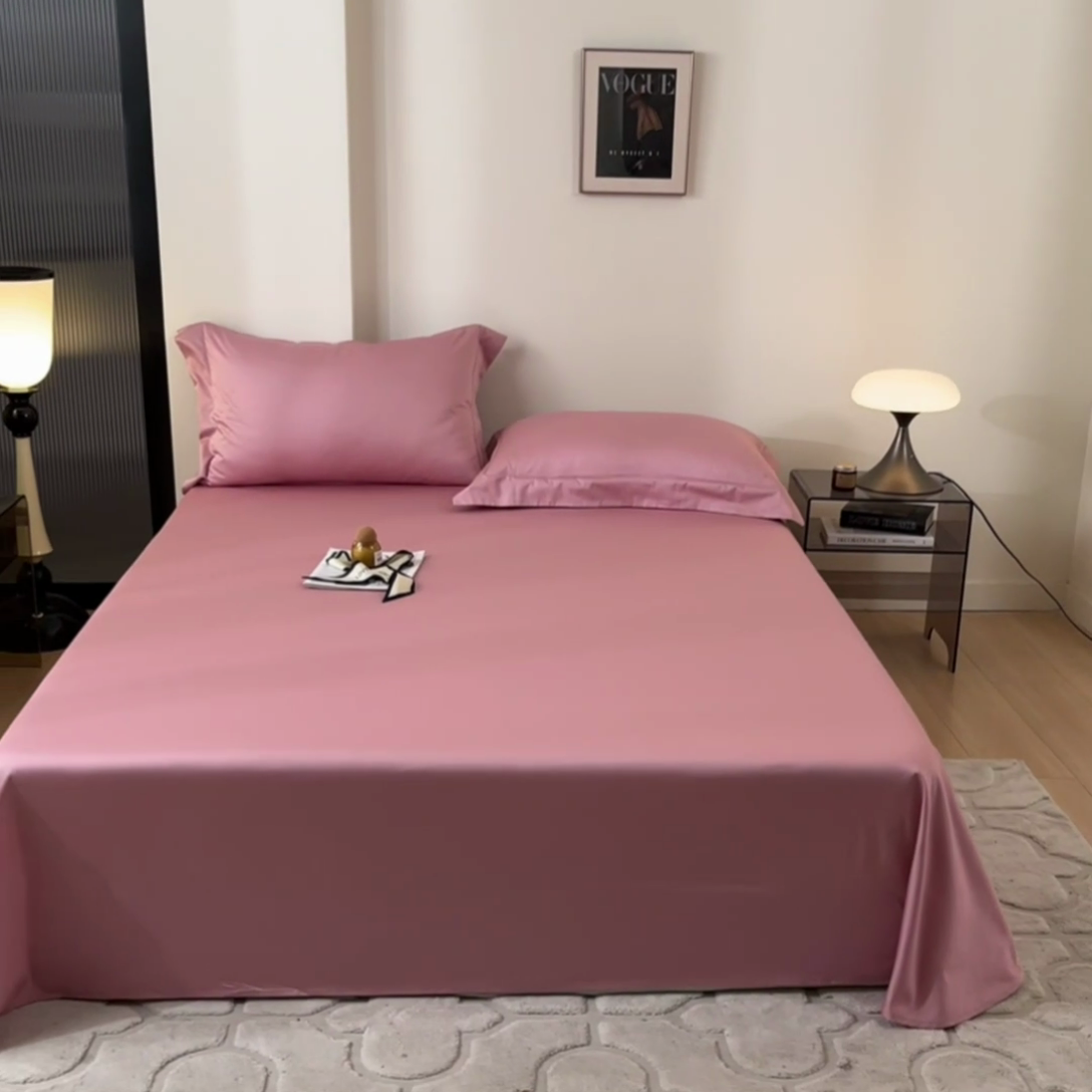 91家纺网 家纺一手货源 找家纺 瑞驰家纺 2024新款全棉长绒棉单品床单春华系列 温柔粉