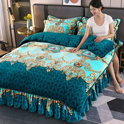 91家纺网 家纺一手货源 找家纺 （总）望淮 2025新款230g印花金貂绒牛奶绒四件套