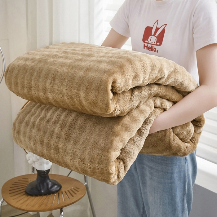 91家纺网 家纺一手货源 找家纺 肖恩毯业 2025新款小泡泡兔毛毯--布兰卡系列 布兰卡-浅咖啡