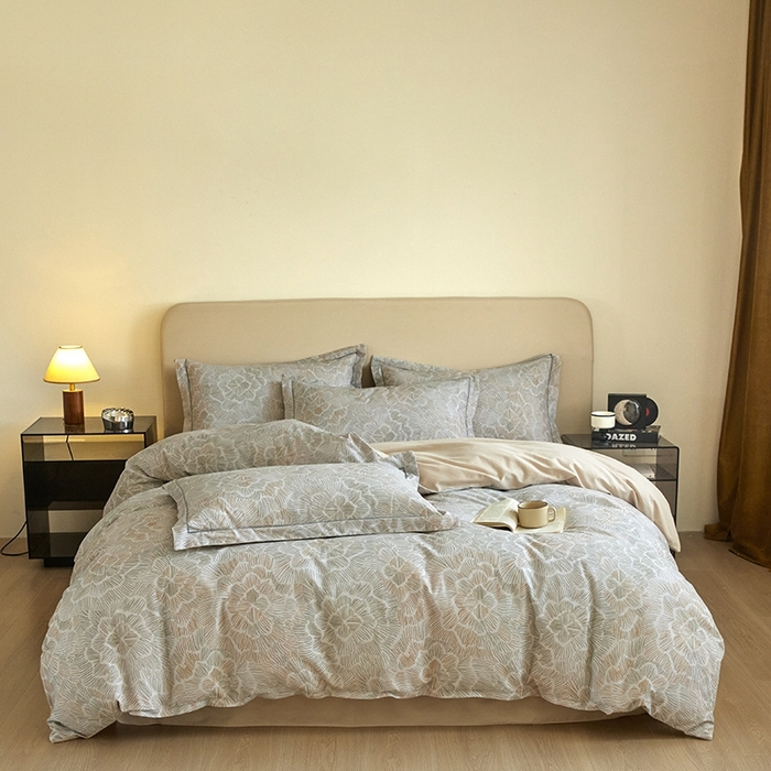 91家纺网 家纺一手货源 找家纺 格里芬家纺 2025新款简约系列全棉加厚磨毛纯棉生态磨毛四件套 繁花