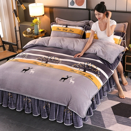 91家纺网 家纺一手货源 找家纺 （总）望淮 2025新款230g印花金貂绒牛奶绒四件套
