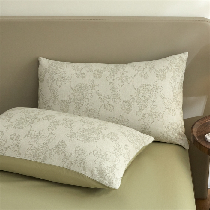 91家纺网 家纺一手货源 找家纺 慕色家纺 2024新款A类全棉色织提花四件套系列 盛芙-木果绿