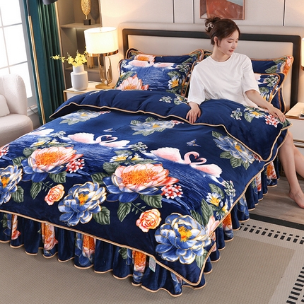 91家纺网 家纺一手货源 找家纺 （总）望淮 2025新款230g印花金貂绒牛奶绒四件套