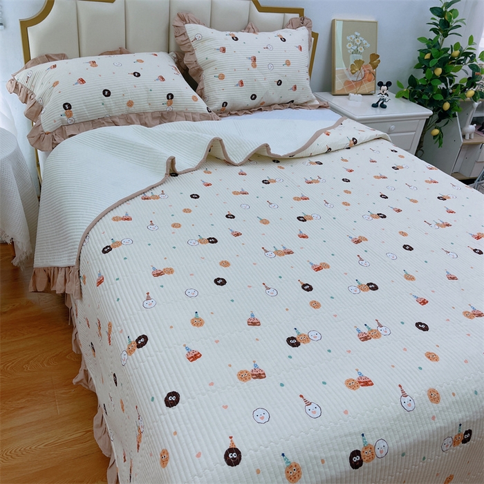 91家纺网 家纺一手货源 找家纺 （总）暖居 2024新款A类双层纱全棉床盖三件套防滑不跑床绗缝加厚纯棉床单