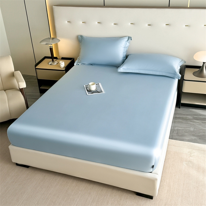 91家纺网 家纺一手货源 找家纺 慕色家纺 2024新款纯色13376全棉床笠系列 全棉床笠-海青