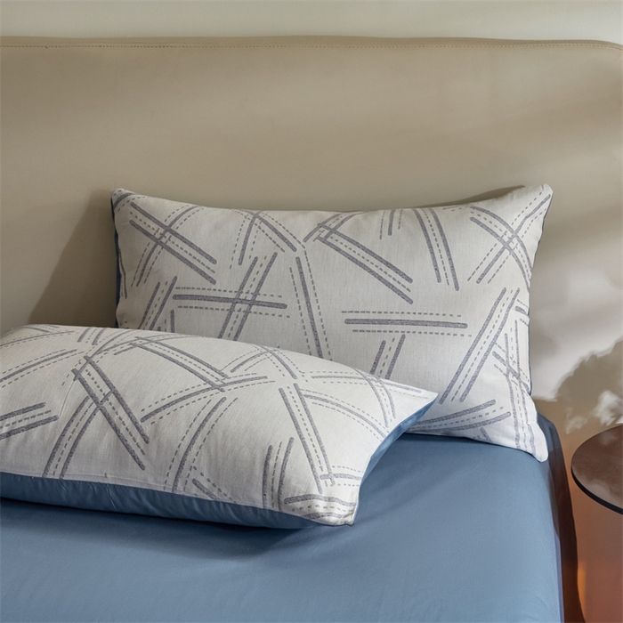 91家纺网 家纺一手货源 找家纺 慕色家纺 2024新款A类全棉色织提花四件套系列 静谧-宾利蓝