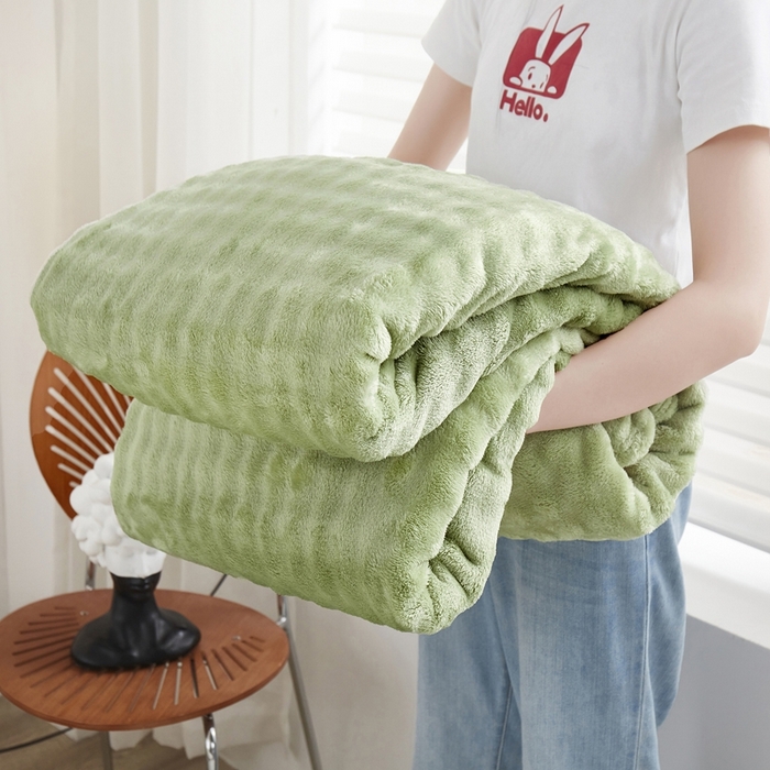 91家纺网 家纺一手货源 找家纺 肖恩毯业 2025新款小泡泡兔毛毯--布兰卡系列 布兰卡-抹茶绿