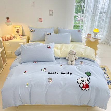 91家纺网 家纺一手货源 找家纺 （总）丽美人家纺 2024新款水洗棉毛巾绣卡通四件套